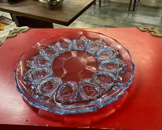 Anchor Hocking Avalon Blue Glass Deviled Egg Tray