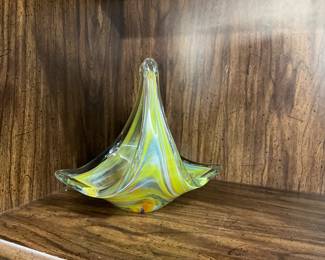 Murano Hand Blown Glass Basket