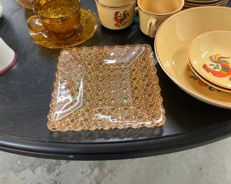 Fenton Daisy & Button Amber Glass Square Dish