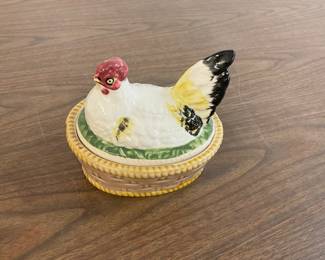 Ceramic Hand Painted Hen on a Nest