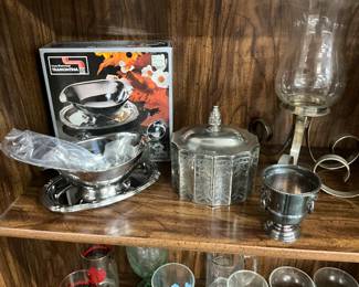 Stainless Gravy Boat- 1991 Godinger Silver Plated Jewelry Trinket Box - Sheffield Silver Plated Mini Champayne Bucket