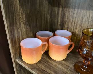 Orange Ombre Milk Glass Coffee Mugs