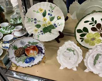 Assorted Decorative Plates - Blue Ridge Pottery & Dee Bee Co & Girl Cameo Plates w/Stands