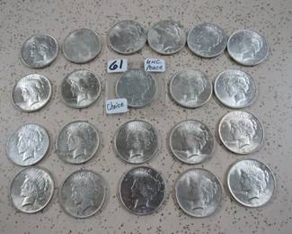UNC. Peace Silver Dollars