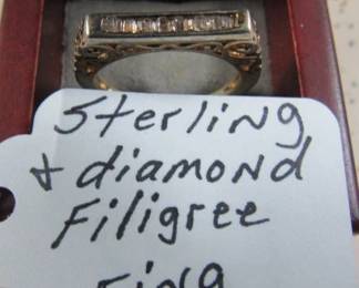 Sterling & Diamond Filigree Ring