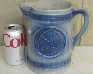 Stoneware Pitcher w/Indian Head