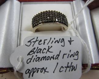 Sterling & Black Diamond Ring