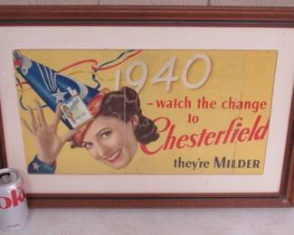 1940 Chesterfield Cigarettes Sign