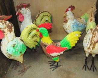 Metal Yard Chickens