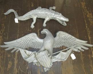 Cast Aluminum Alligator & Eagle