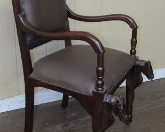 Arm Chair w/Horse Heads 