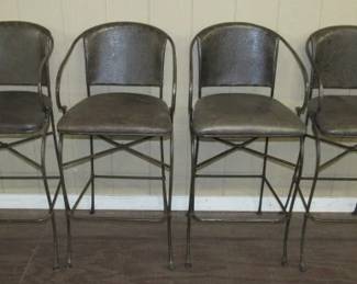 Iron Bar Stools w/Leather Seats