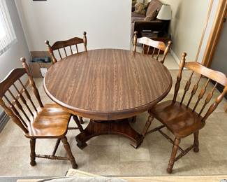 Round table and matching chairs.