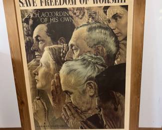 The second of two for this sale - Norman Rockwell 1943 war bond poster “Freedom of war bond poster,
