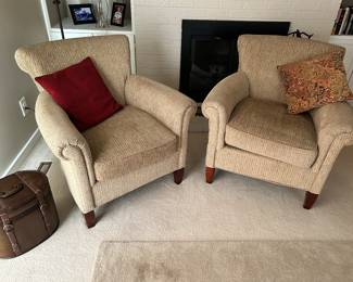 A pair of matching upholstered chairs - like new!