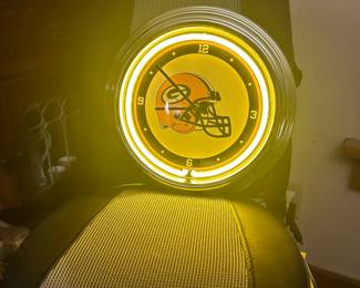 Green Bay Packers neon clock