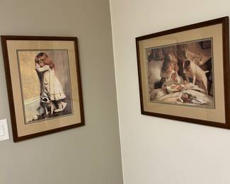 On the left - "In Disgrace" -  matted & framed.                     On the right - "Suspense" - matted & framed. Charles Burton Barber artist of both .