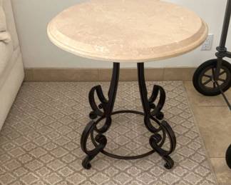Granite Side Table With Iron Base