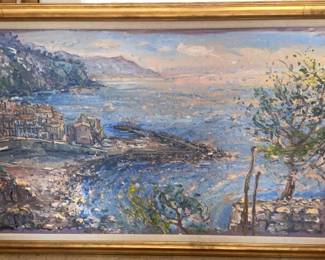 Zupan Town Port Oil on Canvas Painting