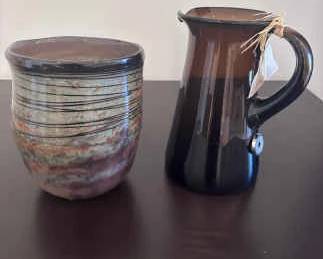 Hand Blown Glass Vase Artist Pitcher
