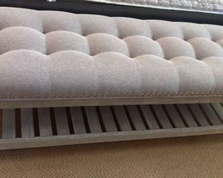 Grey Upholstered Bench wLower Shelf