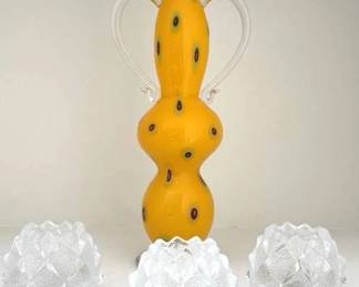 Hand Blown Glass Art 3 Orrefors Candlestick Holders