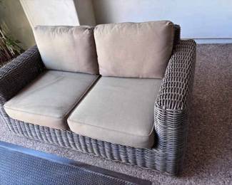 Brown Jordan Faux Weaved Stick Loveseat