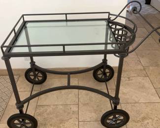 Black Iron Movable Cocktail Trolly Table