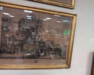 Antique French Engraving by David Teniers “Feste de Village”