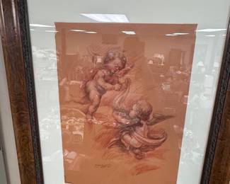 Original Putti painting by Romanian-born Birmingham Artist Petru Botezatu