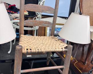 Primitive Split Oak ladder back Chair