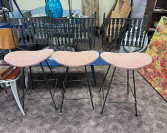 Set of 3 Arthur Umanoff MCM Barstools