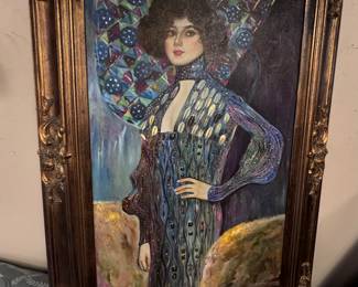 Large oil on canvas in ornate frame