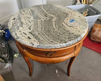 Marble top round table with drawer this will be at that location on Saturday I forgot to put it in the truck
