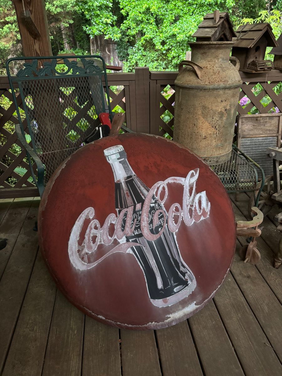 Large Vintage Coca Cola Button Sign