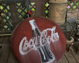 Large Vintage Coca Cola Button Sign