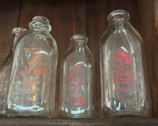 Collection of Vintage Advertising Milk Bottles - Great Graphics!