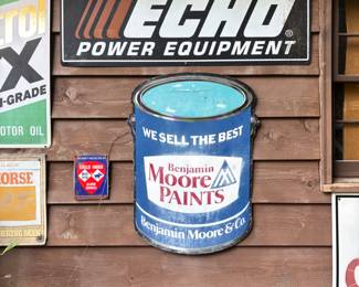 Great Selection Vintage Tin Advertising Signs | Vintage Advertising Benjamin Moore Paints Sign | Vintage Advertising Echo Power Equipment Sign