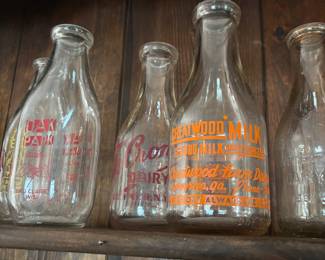 Collection of Vintage Advertising Milk Bottles - Great Graphics!