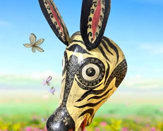 cute wooden mask in garage.. just thought I'd do something cute with it... please note, no political agenda.. just playing with the butterflies