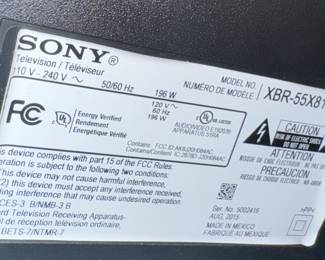 2015 Sony XBr-55X810C 55" flat screen