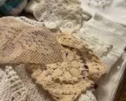 hand crocheted doilies and runners