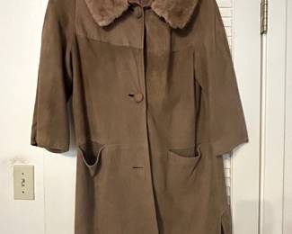 vintage mink collared coat stored in Sanger Harris bag
