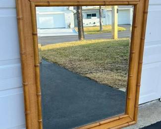 Large Vintage Faux Bamboo Mirror