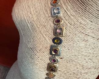 #34 - $60 - Holly Yashi bracelet with multi colored stones cabochons