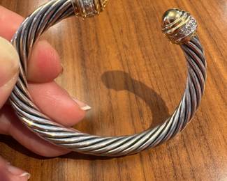 #29 - $1000 - David Yurman sterling & 18kt gold tip with diamonds - size 7 - twisted bangle