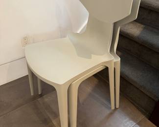 #49 - $380 - Set of 2 Kartel grey stacking chairs, designer Antonio Cittario 
