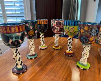 #51 - $120 - Set of 6 pottery wine glasses 