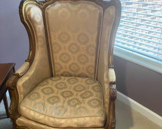 #23	400.00	1940's French chair from New Orleans 46Tx29Wx21D - original damask upholstery - feather pillow
