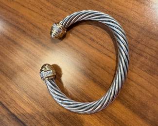 #29 - $1000 - David Yurman sterling & 18kt gold tip with diamonds - size 7 - twisted bangle